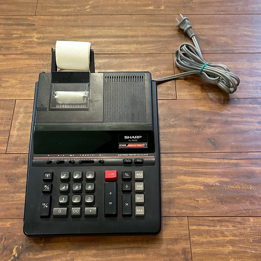 VTG Sharp EL-2630 2 Color Ribbon Print Calculator